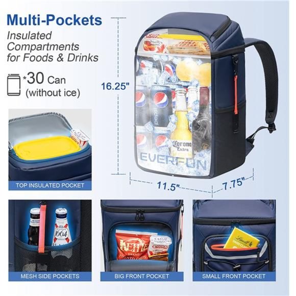 Cooler Backpack Insulated Leakproof 30 Cans,  Waterproof Cooler for Men & Women - Picture 5 of 5